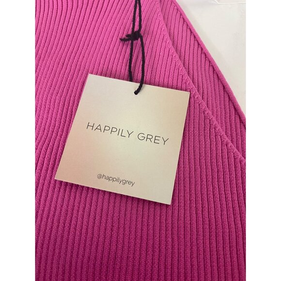 Happily Grey Ribbed Halter Crop Top Womens Size Medium Polyester Vibrant Pink - Picture 5 of 7